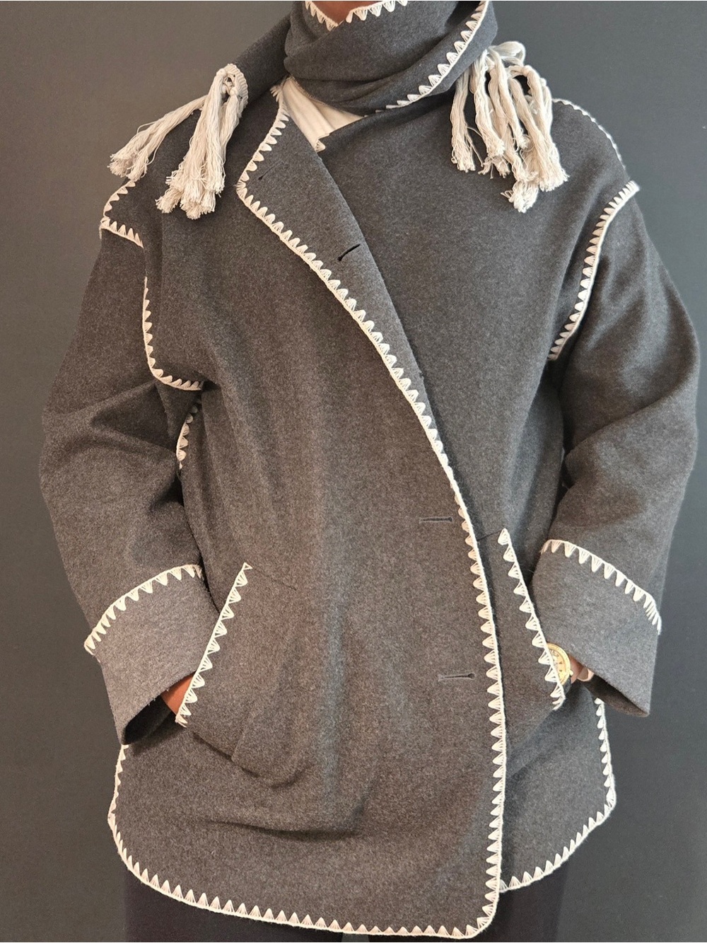 asos x only carmakoma | scallop edge scarf coat | 2X | inspired